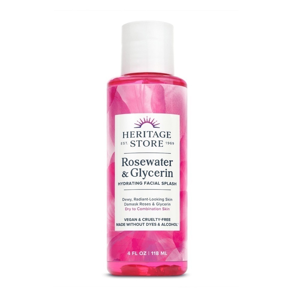 Rosewater & Glycerin, Hydrating Mist for Skin & Hair, 4 fl oz by Heritage Store